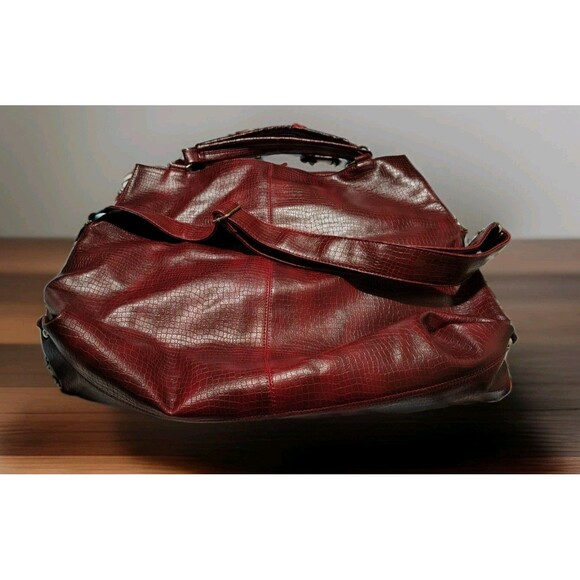SISY Large Handbag Burgundy Zip Pockets Nwt - Picture 5 of 15